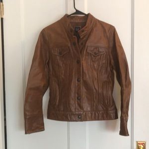 Tan denim style GAP leather jacket